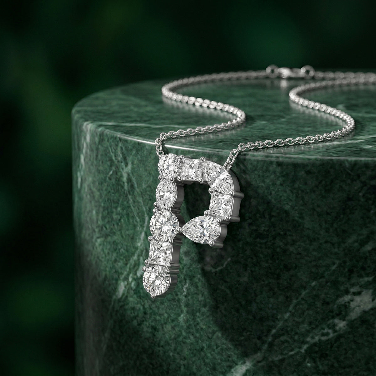 Letter "P" Moissianite Pendant Necklace 484LVP