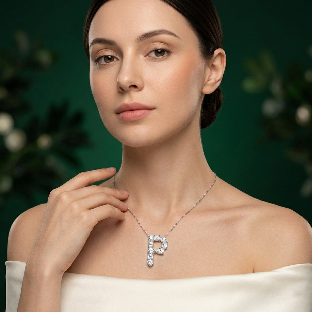 Letter "P" Moissianite Pendant Necklace 484LVP