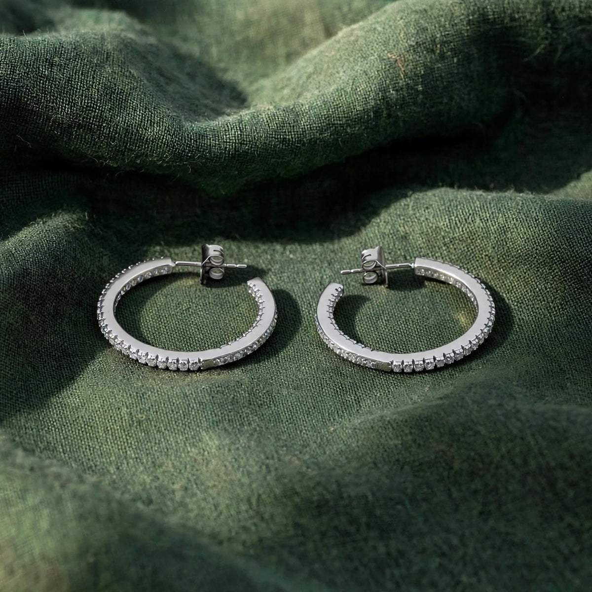 Inside-Out Pavé Hoop Moissanite Earrings 270LV