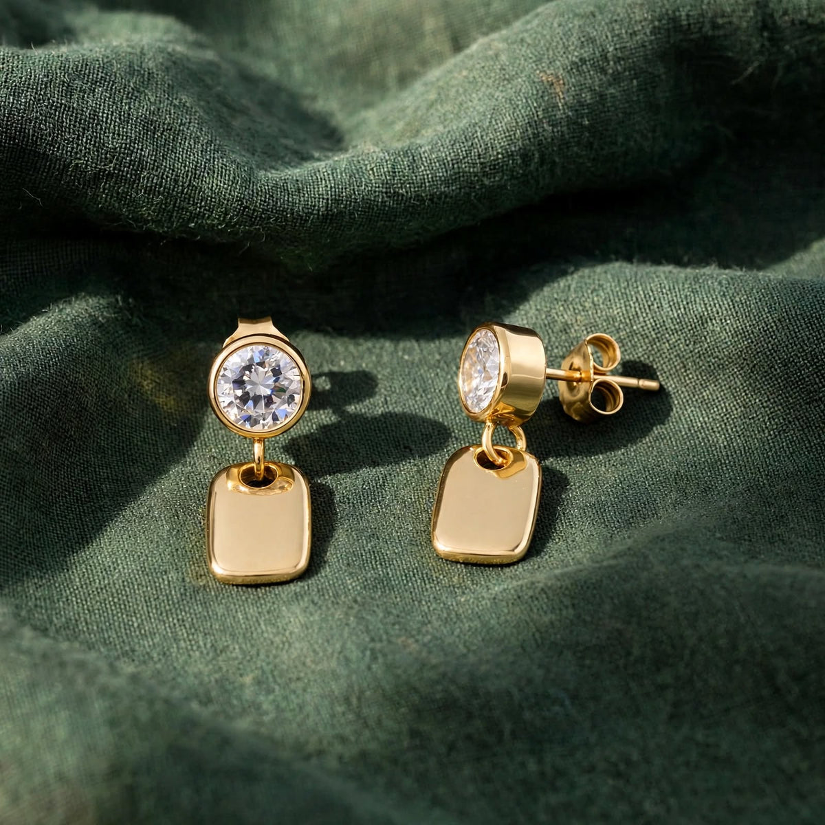 The Bezel-Set Solitaire Moissanite Drop Tag Earrings 358LV