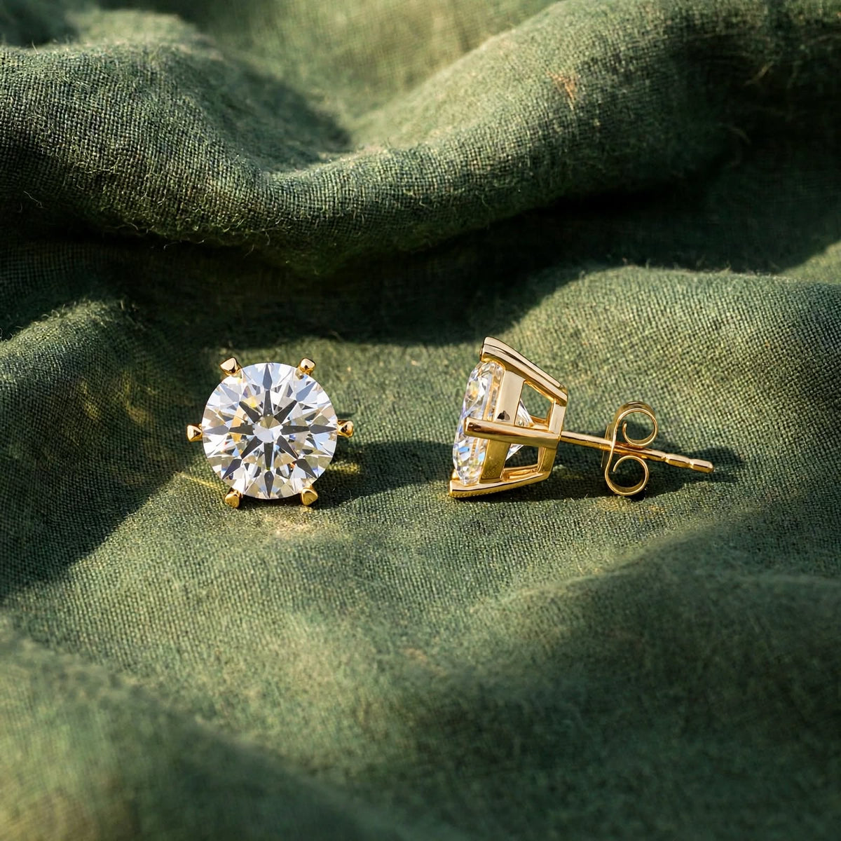 Minimalist Round Solitaire Moissanite Stud Earrings 424LV