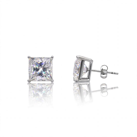 Princess Cut  Basket Moissanite Ear Studs 162LV