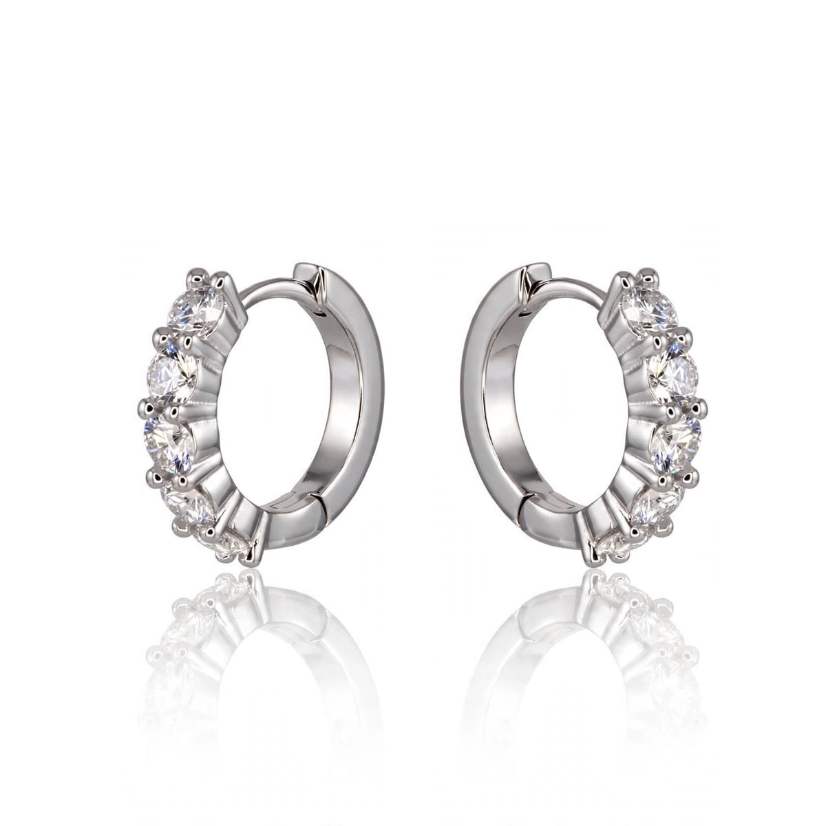 Symmetrical Multi-Stone Moissanite Huggie Hoops 180LV