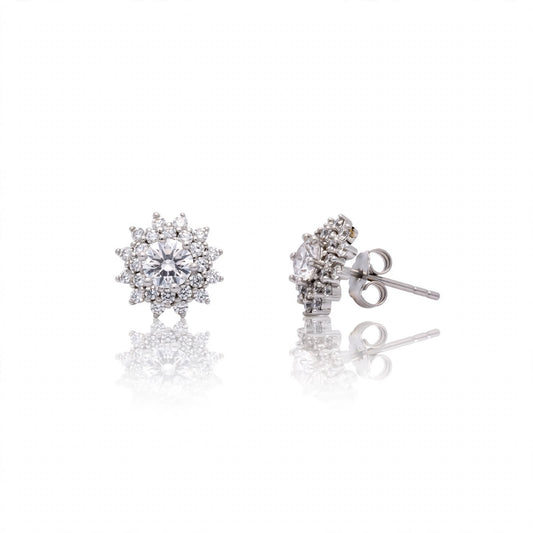 Concentric Micro-Pavé Floral Moissanite Basket Earrings 211LV