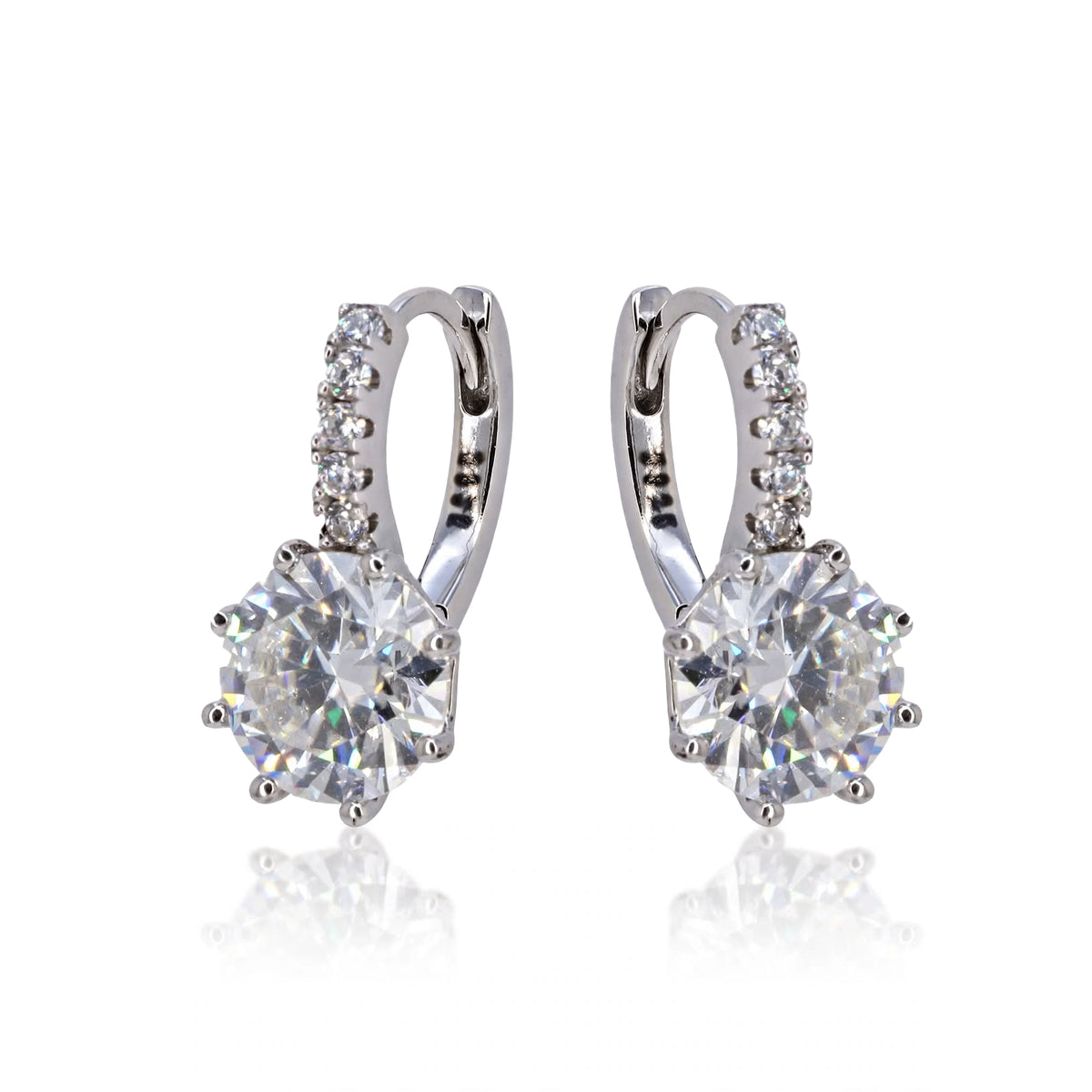 Round Cut Solitaire Leverback Moissanite Huggie Earrings 217LV