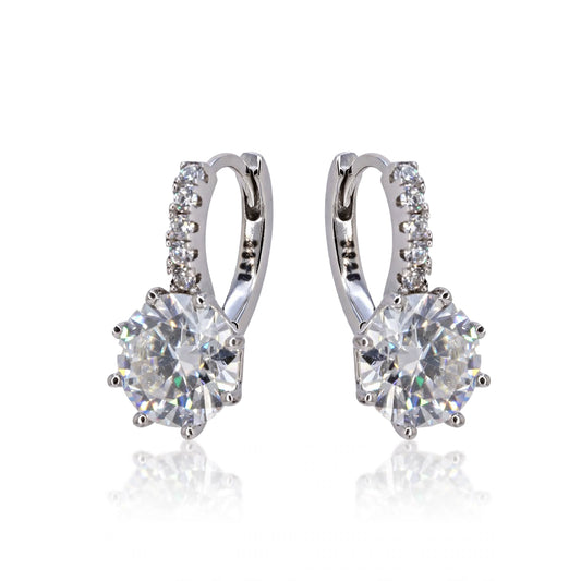 Round Cut Solitaire Leverback Moissanite Huggie Earrings 217LV
