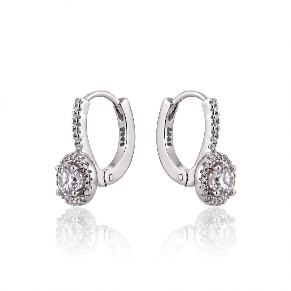 Geometric Micro-Pavé Moissanite Lever-Back Earrings 218LV