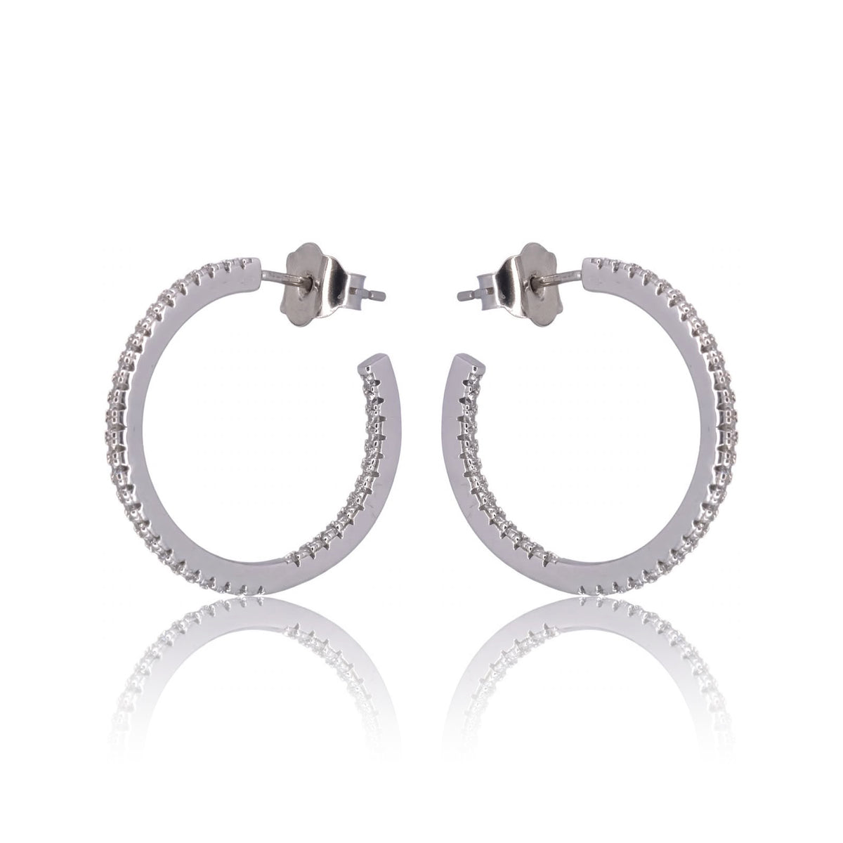 Inside-Out Pavé Hoop Moissanite Earrings 270LV
