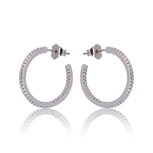 Inside-Out Pavé Hoop Moissanite Earrings 270LV