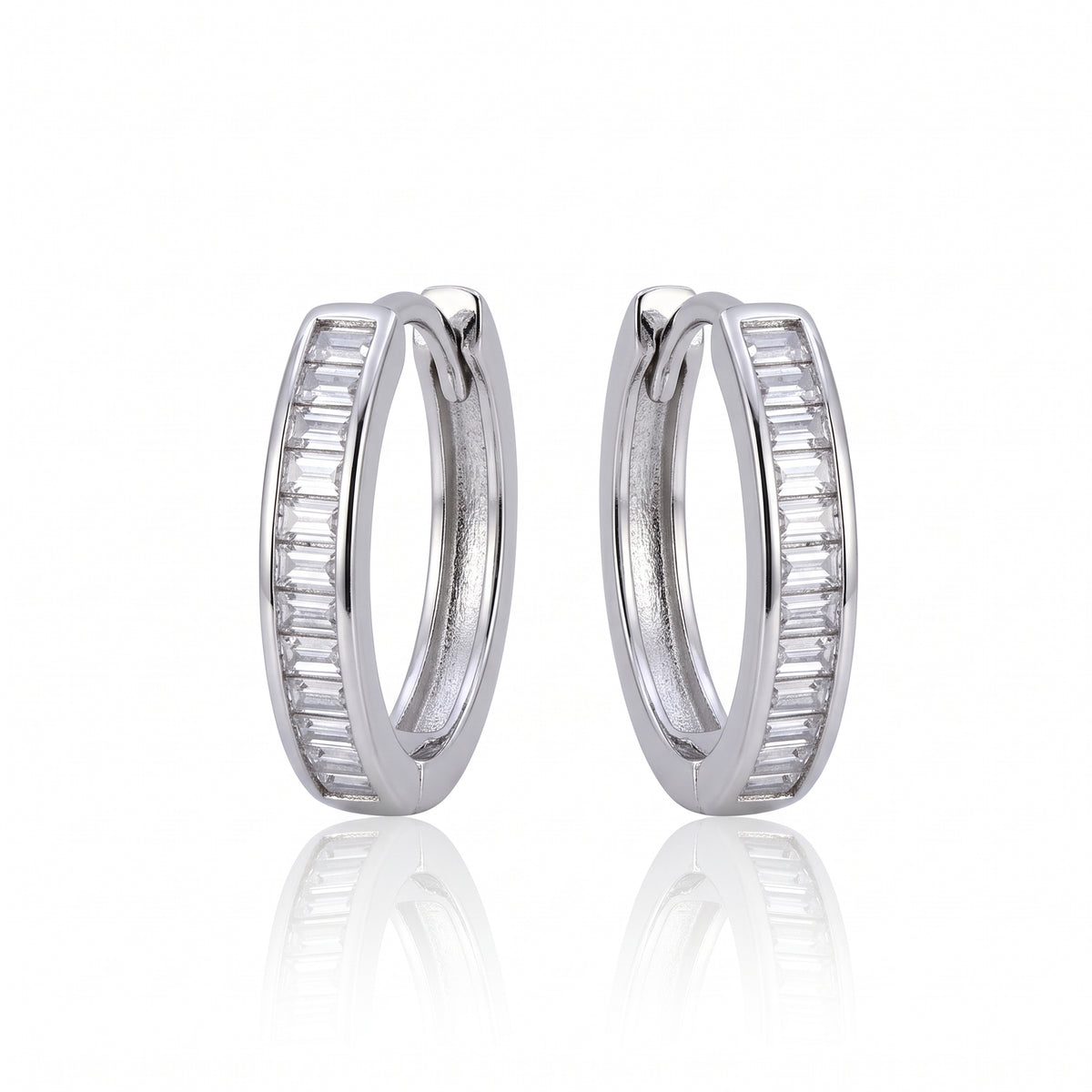 Parallel Rail Baguette Moissanite Hoop Earrings 271LV