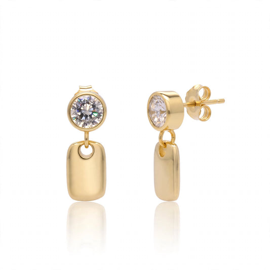 The Bezel-Set Solitaire Moissanite Drop Tag Earrings 358LV
