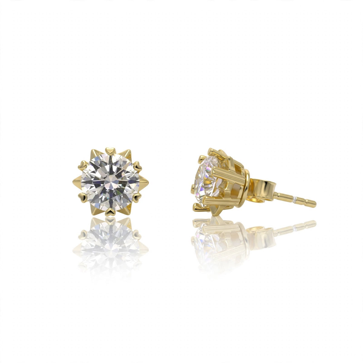 Pointed Frame Round Solitaire Moissanite Stud Earrings455LV