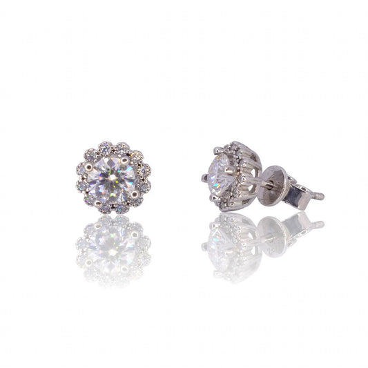 Meridian Radial Floral Halo Moissanite Studs 225LV